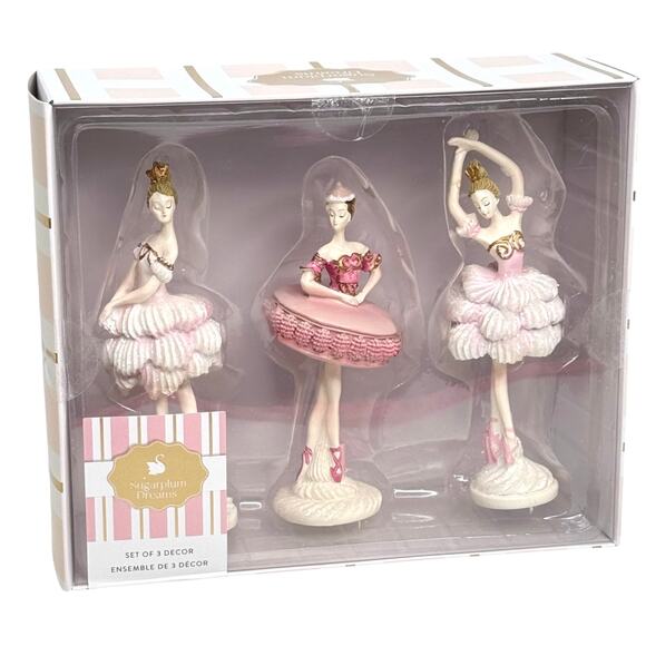Sugar Plum Dreams Ballerina Figurines 3 Ballet Fairies Decor Pink Macaron New - Picture 3 of 9